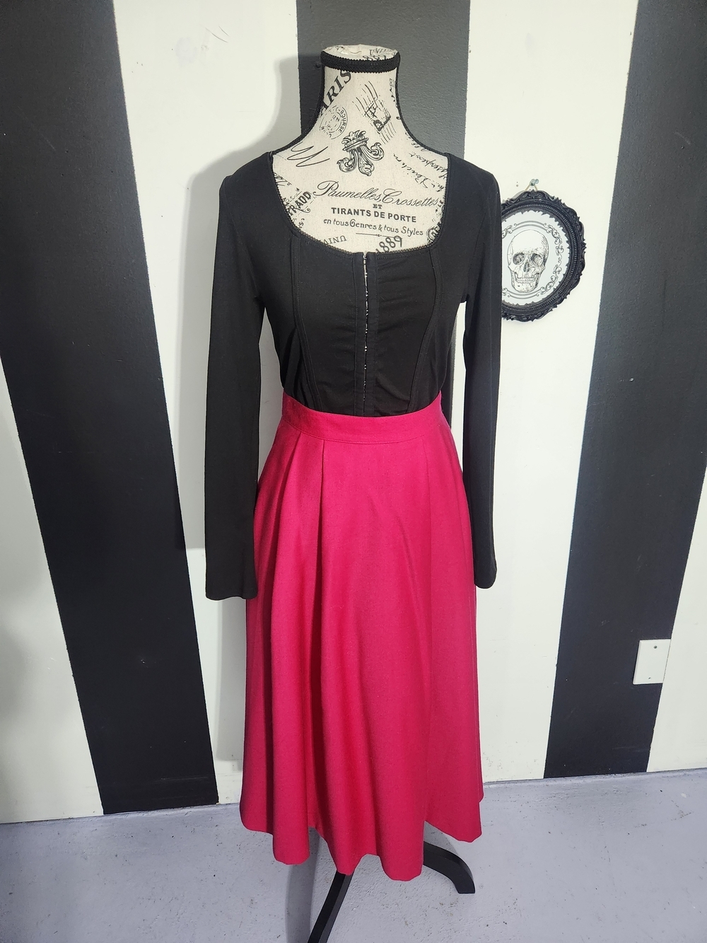 Vintage Bright Pink Midi Skirt